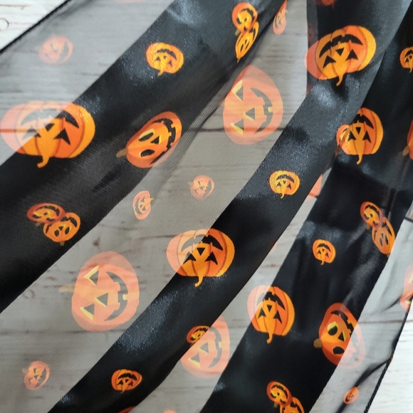 Pumpkin Shadow Stripe Faux Silk Scarf - Picture 5 of 11
